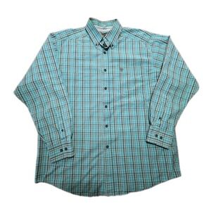 Ariat Pro Series Button Down Long Sleeve Teal Plaid Mens Shirt Large Western